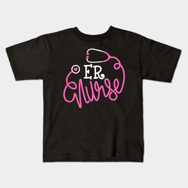 Emergency Department Nurse Stethoscope Funny ER Nurse Kids T-Shirt by MarrinerAlex